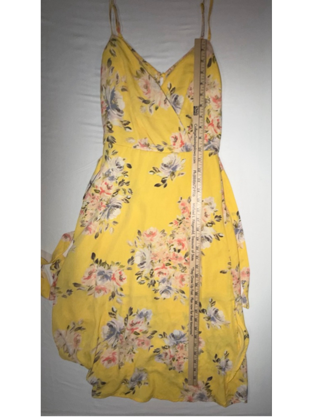 Francesca Mi Ami S Yellow Floral Chiffon Sheer Midi Dress Women Sundress Garden - Picture 7 of 11